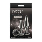 Rear Assets Tapered Trainer Kit - Gunmetal - Gunmetal Grey Metal Butt Plugs - Set of 2 Sizes