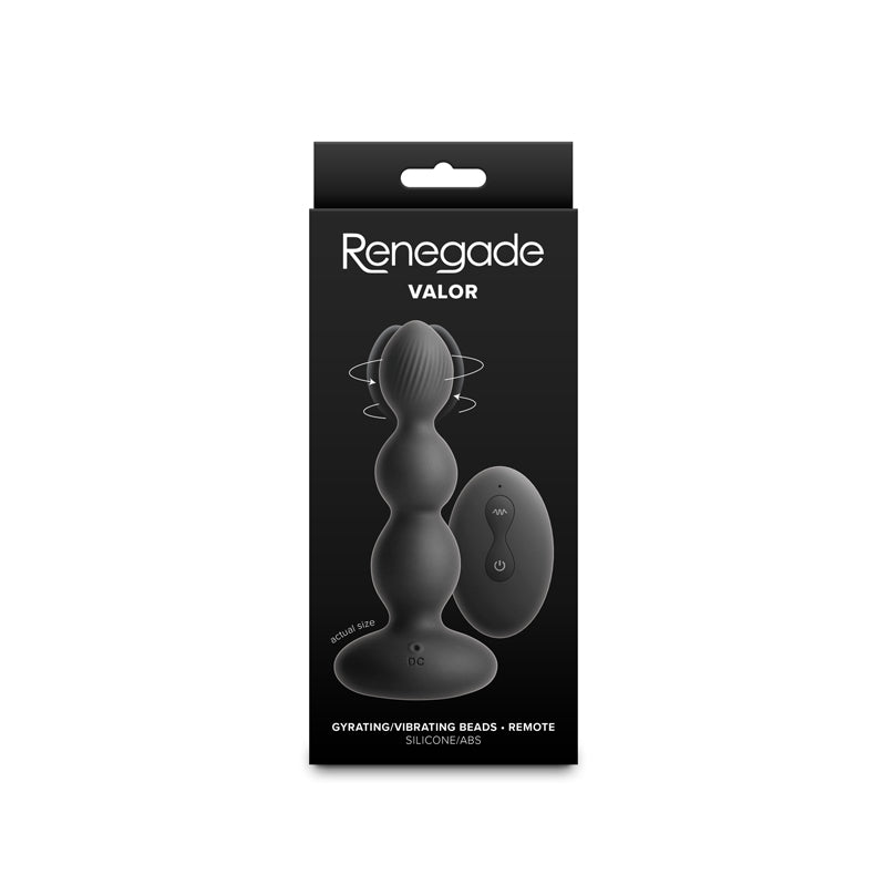 Renegade Valor - Black - Black 13.7 cm USB Rechargeable Vibrating Anal Beads with Wireless Remote