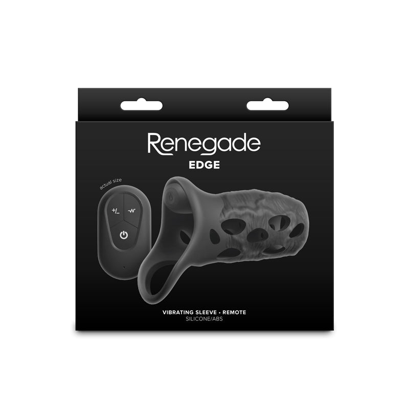 Renegade Edge - Black - Black USB Rechargeable Vibrating Penis Sleeve with Wireless Remote