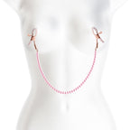 Bound Nipple Clamps - DC1 - Pink - Gold Nipple Clamps with Pink Pearl Chain