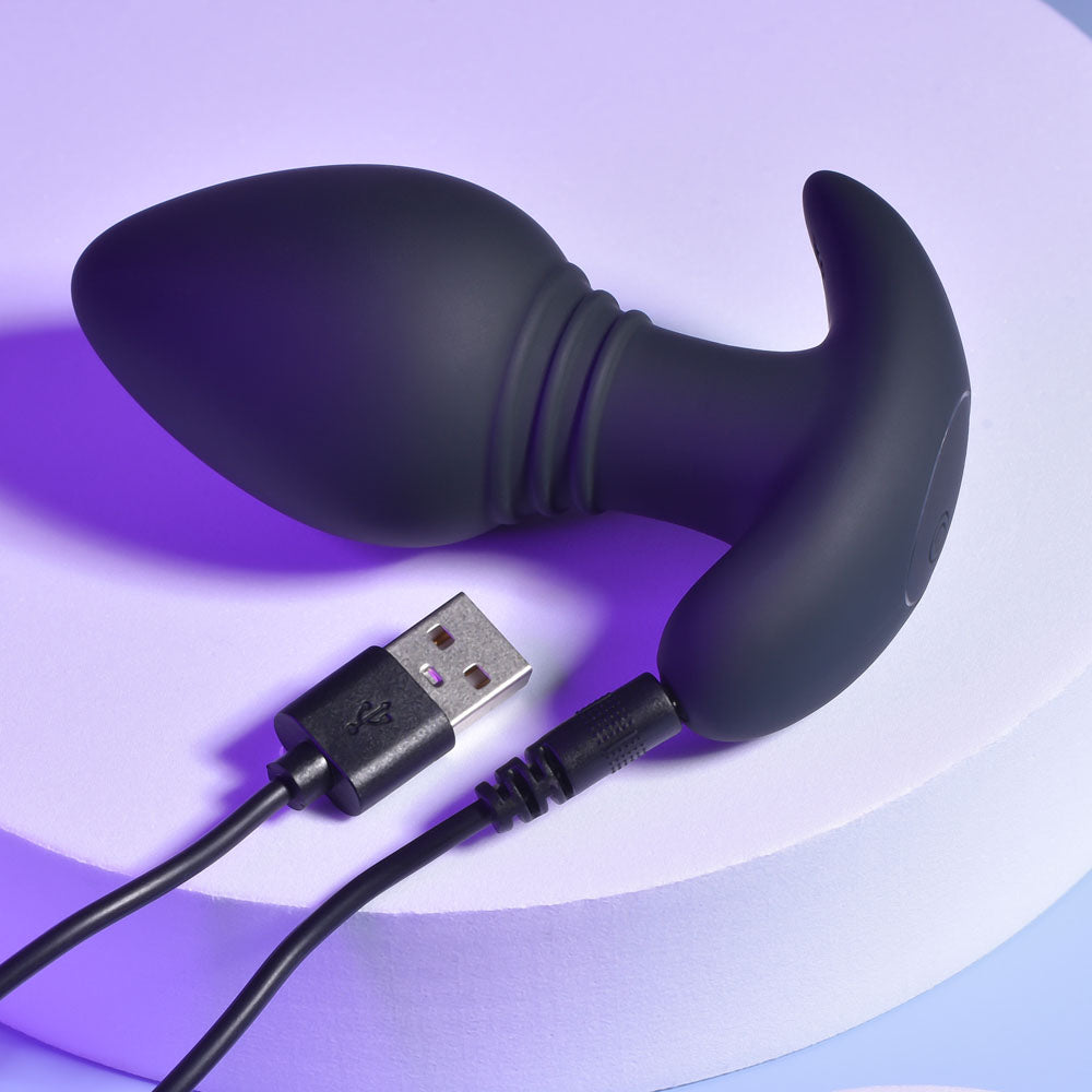 Playboy Pleasure PLUG & PLAY - Black 10.3 cm USB Rechargeable Vibrating Butt Plug with Wireless Remote