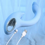 Playboy Pleasure SAPPHIRE SKY - Blue 21.6 cm USB Rechargeable Vibrator with Double Tongue Stimulator