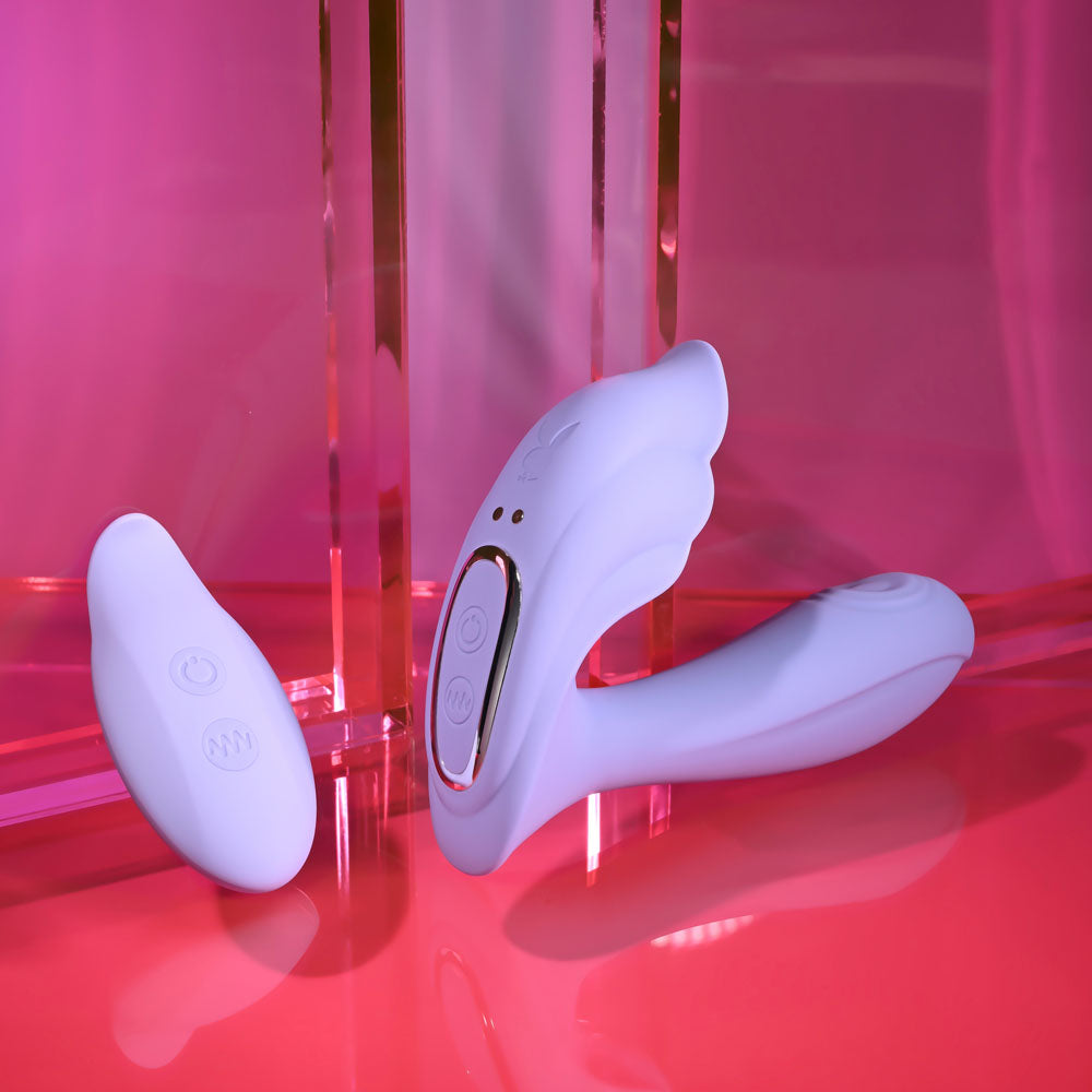 Playboy Pleasure LILAC FANTASY - Purple 13.5 cm USB Rechargeable Tapping Vibrator with Remote