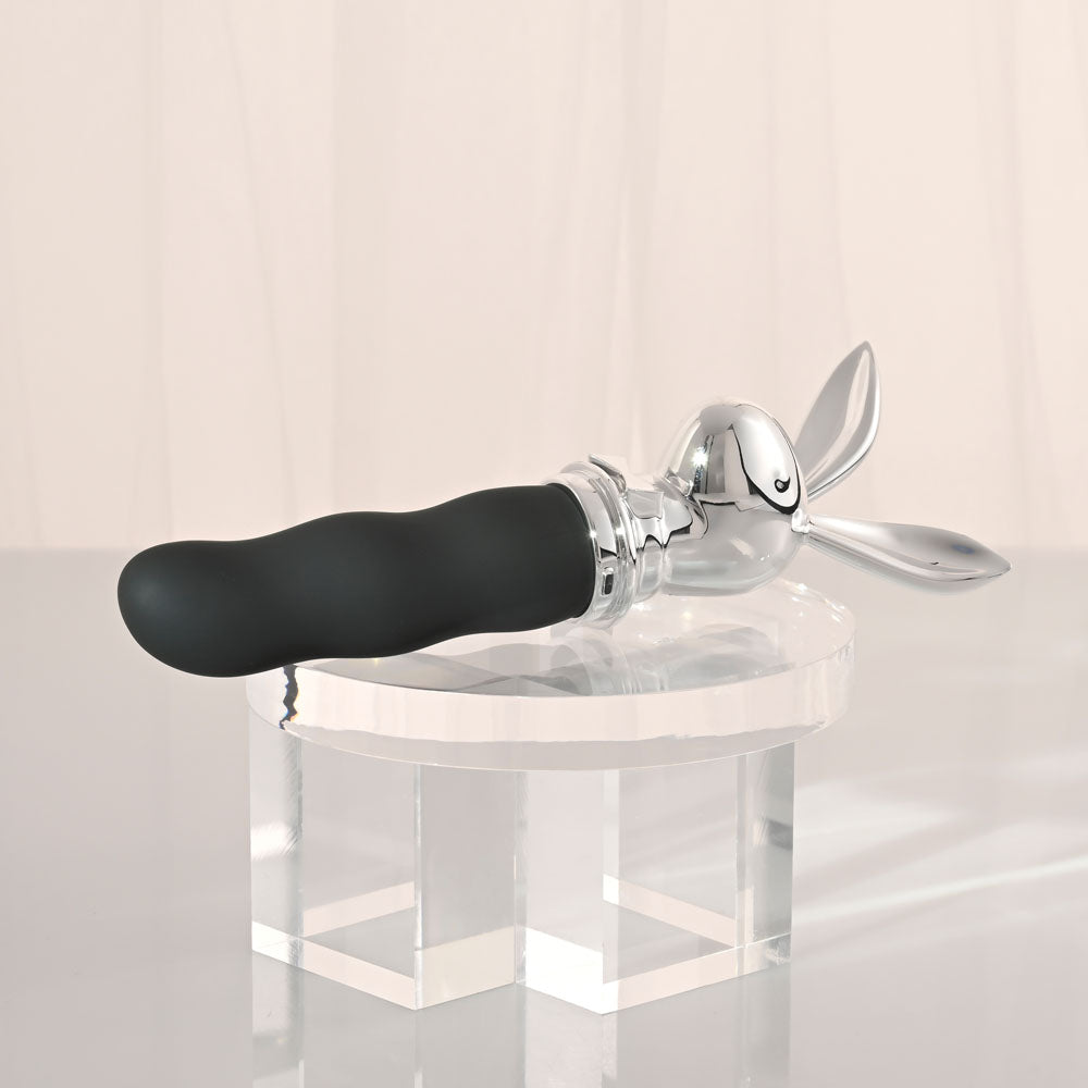 Playboy Pleasure BUNNY ON THE GO - Black/Chrome 18.6 cm USB-C Rechargeable Vibrator