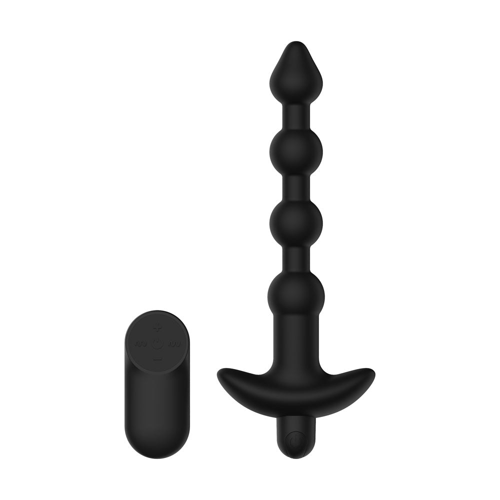 Passion Play Vibrating Anal Beads with Remote - Black USB Rechargeable Vibrating Anal Beads with Wireless Remote