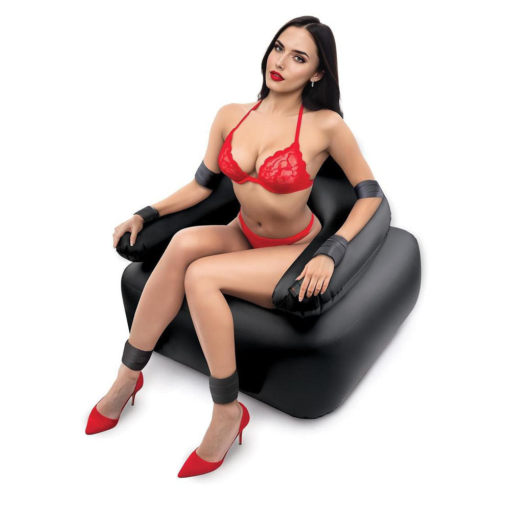 Whipsmart Inflatable Bondage Chair - Black Inflatable Chair with 6'' Vibrating Dong