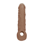 REALROCK 8'' Realistic Penis Extender with Rings - Tan - Tan 20.3 cm Penis Extension Sleeve