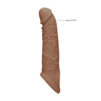 REALROCK 8'' Realistic Penis Extender with Rings - Tan - Tan 20.3 cm Penis Extension Sleeve