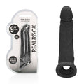 REALROCK 9'' Realistic Penis Extender with Rings - Black - Black 22.9 cm Penis Extension Sleeve