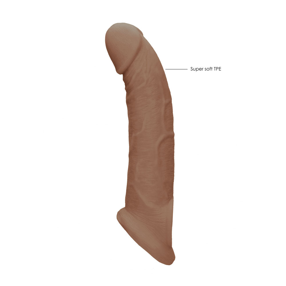 REALROCK 9'' Realistic Penis Extender with Rings - Tan - Tan 22.9 cm Penis Extension Sleeve