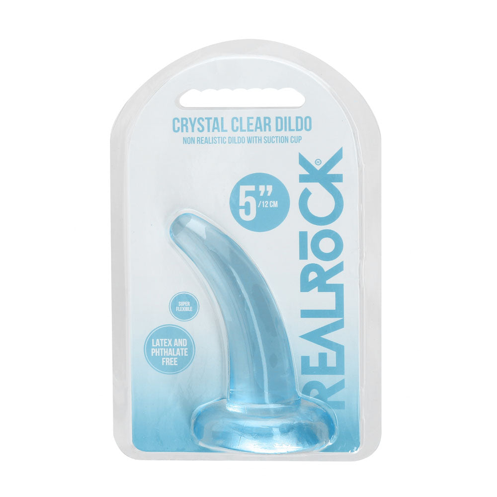 REALROCK Non Realistic Dildo With Suction Cup - 11.5 cm - Blue - Blue 11.5 cm Curved Pegging Dong