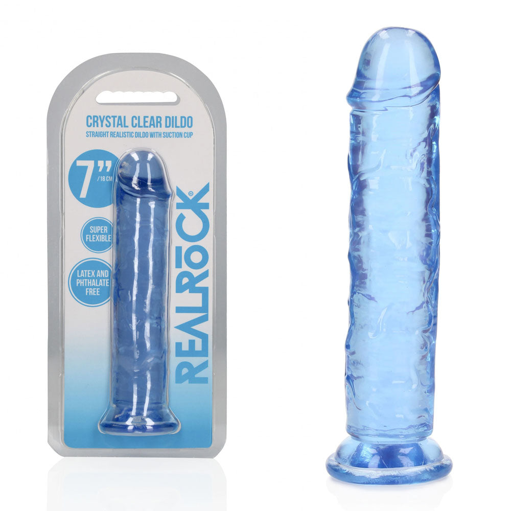 REALROCK 18 cm Straight Dildo - Blue - Blue 18 cm (7'') Dong