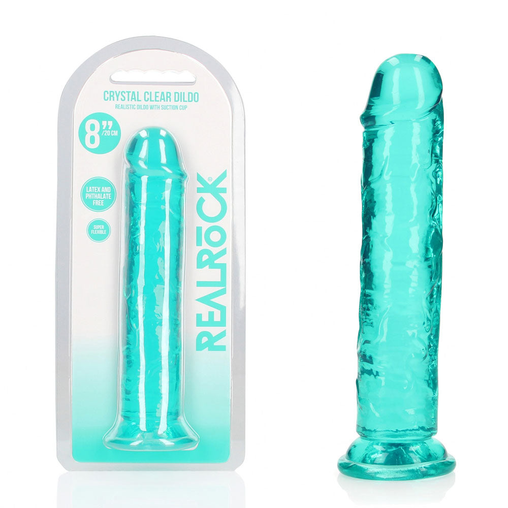 REALROCK 20 cm Straight Dildo - Turquoise - Turquoise 20 cm (8'') Dong