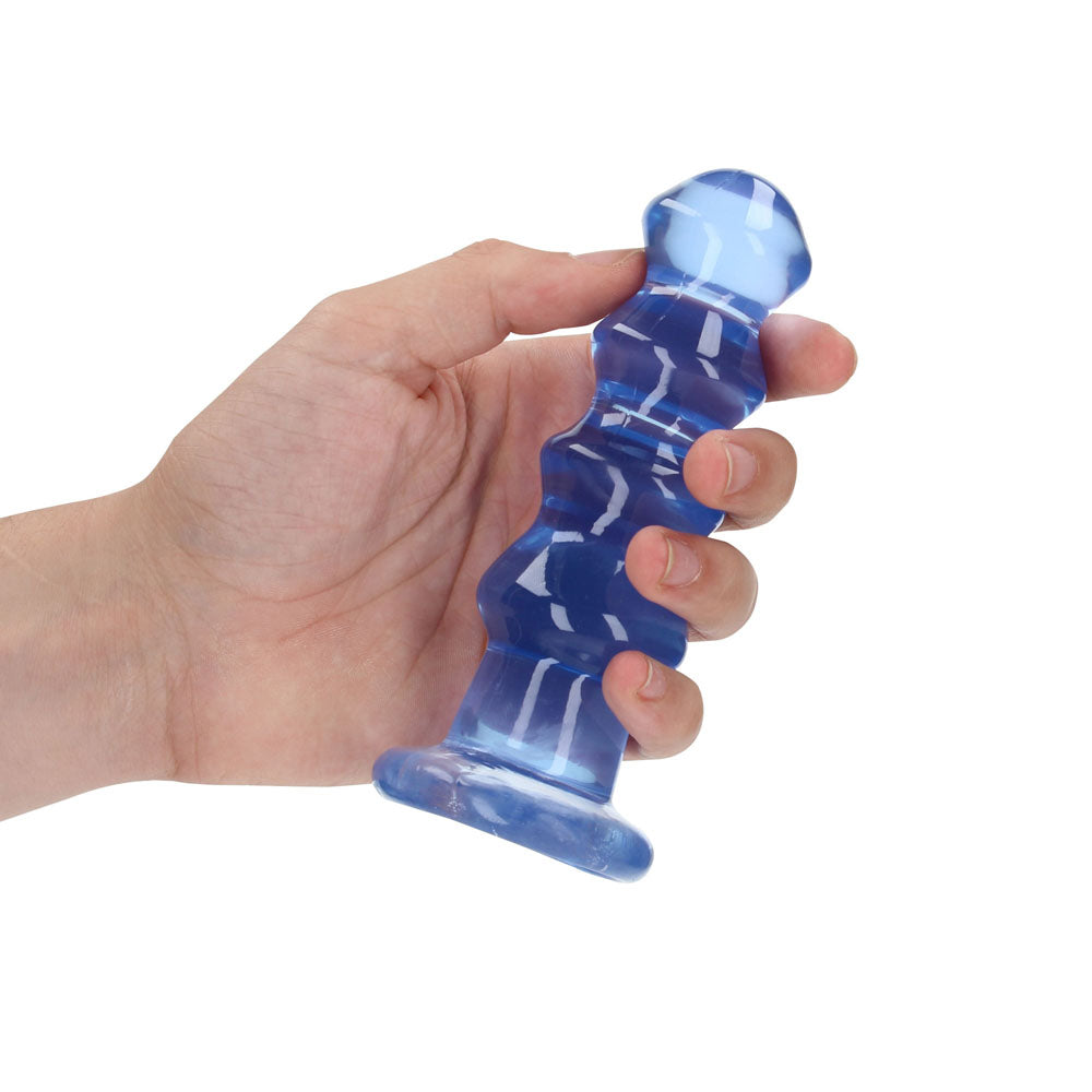 REALROCK 14 cm Curvy Anal Plug - Blue - Blue 14 cm (4.5'') Butt Plug