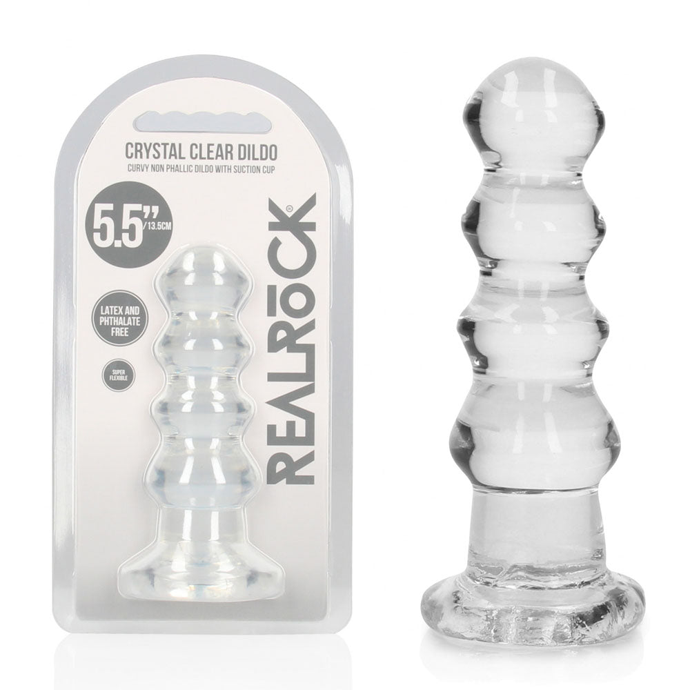 REALROCK 14 cm Curvy Anal Plug - Transparent - Clear 14 cm (4.5'') Butt Plug