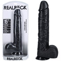 REALROCK 38cm Extra Long Dildo with Balls - Black - Black 38 cm (15'') Extra Long Dong