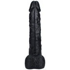 REALROCK 38cm Extra Long Dildo with Balls - Black - Black 38 cm (15'') Extra Long Dong