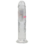 REALROCK 7'' No Balls Wireless Rechargeable LED Vibrating Dong - Clear with LED 20 cm USB Rechargeable Vibrating Dong with Remote
