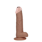 REALROCK Metal Head 6'' Rechargeable Dildo - Tan - Tan 16.2 cm USB Rechargeable Vibrating Dildo with Metal Head and Wireless Remote