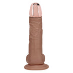REALROCK Metal Head 8'' Rechargeable Dildo - Tan - Tan 22 cm USB Rechargeable Vibrating Dildo with Metal Head and Wireless Remote