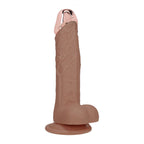 REALROCK Metal Head 8'' Rechargeable Dildo - Tan - Tan 22 cm USB Rechargeable Vibrating Dildo with Metal Head and Wireless Remote