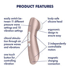 Satisfyer Pro 2+ Rose Gold - Rose Gold Touch-Free USB-C Rechargeable Clitoral Stimulator with Vibration