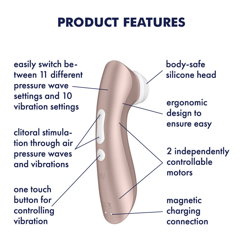 Satisfyer Pro 2+ Rose Gold - Rose Gold Touch-Free USB-C Rechargeable Clitoral Stimulator with Vibration