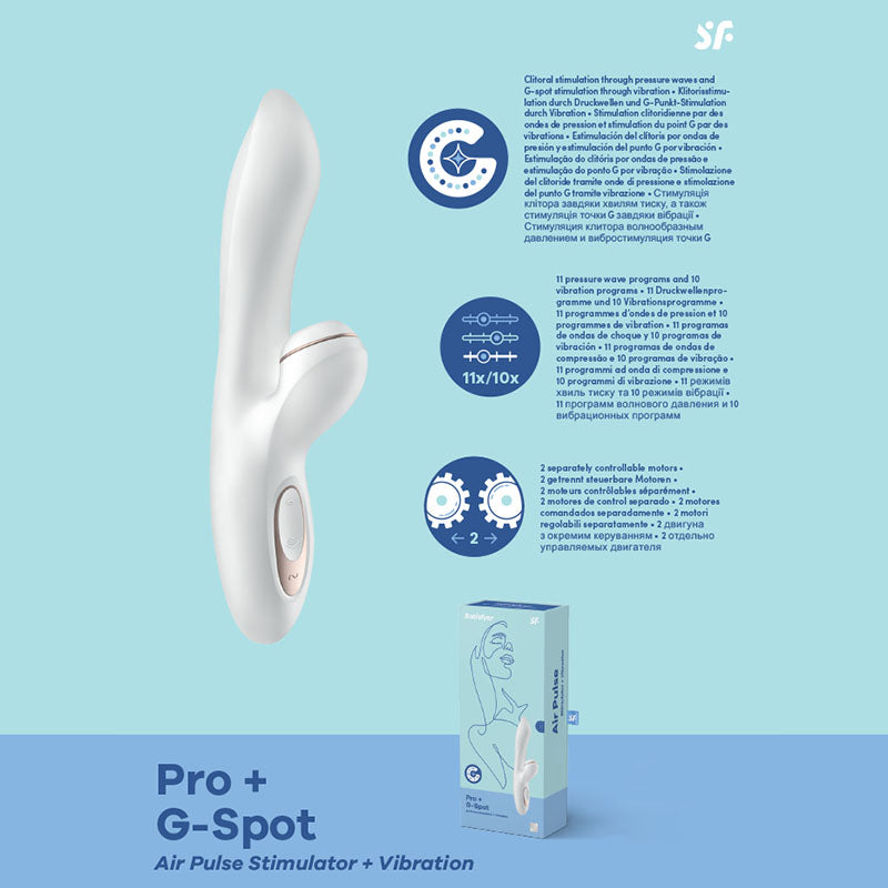 Satisfyer Pro + G-Spot - White - White 22 cm USB Rechargeable Rabbit Vibrator with Touch-Free Clitoral Stimulator
