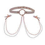 Sex & Mischief Peaches n CreaMe Collar with Nipple Clamps - Peach Nipple Restraints