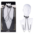 Sex & Mischief Lace Collar with Nipple Ties - Black Neck and Nipple Restraints