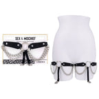 Sex & Mischief Chain Lace Garters - Black/Metal Garters