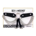 Sex & Mischief Chain Lace Garters - Black/Metal Garters