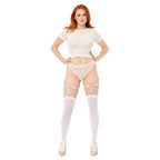 Sex & Mischief Peaches n CreaMe Pearl Garters - Peach / Rose Gold Garters with Pearls - Set of 2
