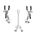 S&M Shadow Bell Nipple and Clit Jewelry - Metal Nipple Clamps and Clitoris Clamp