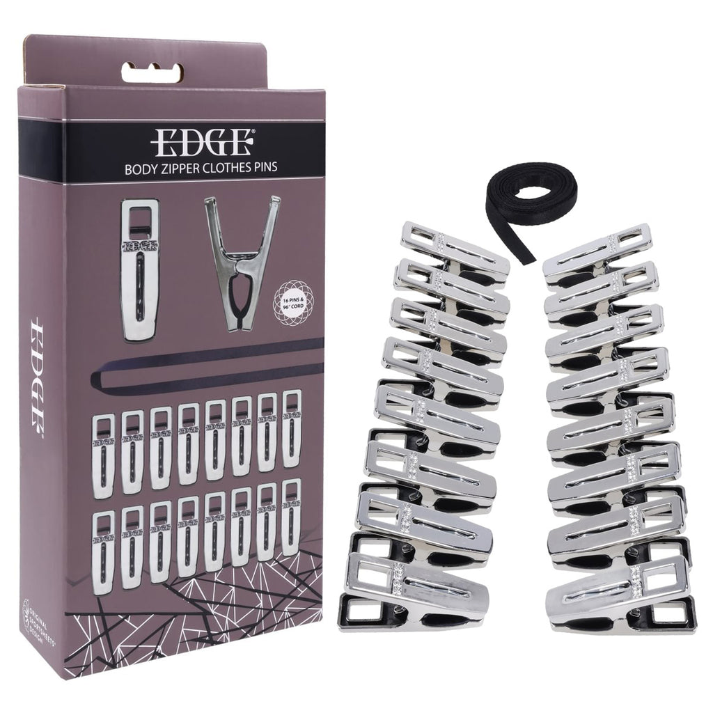 EDGE Body Zipper Clothes Pins - Chrome Chrome Pins - Set of 16