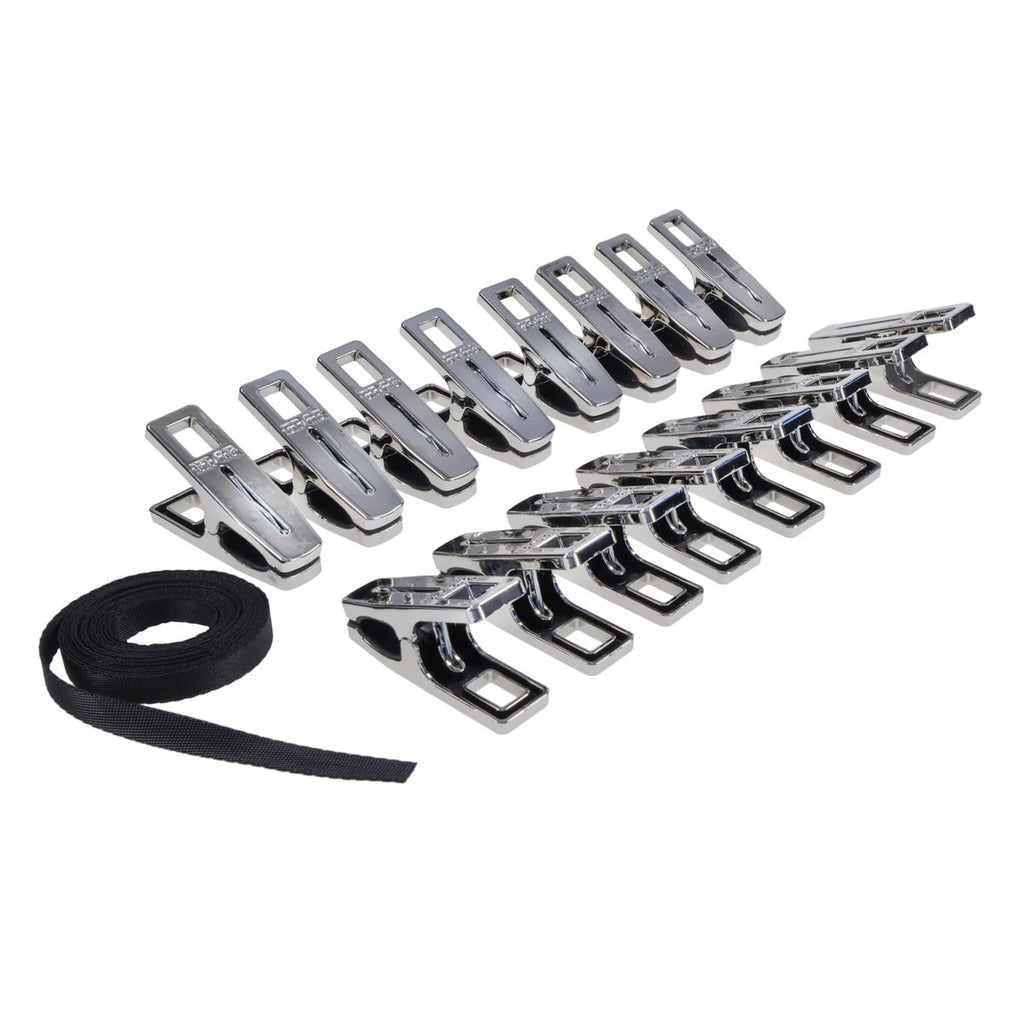 EDGE Body Zipper Clothes Pins - Chrome Chrome Pins - Set of 16