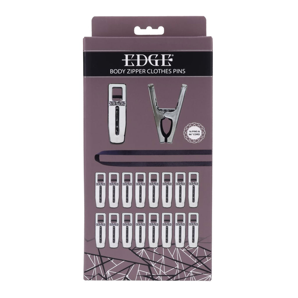 EDGE Body Zipper Clothes Pins - Chrome Chrome Pins - Set of 16