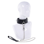 EDGE Collar & Leash - Black Neck Restraint with Heavy Duty Metal Leash