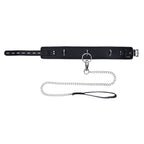 EDGE Collar & Leash - Black Neck Restraint with Heavy Duty Metal Leash