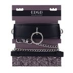 EDGE Collar & Leash - Black Neck Restraint with Heavy Duty Metal Leash