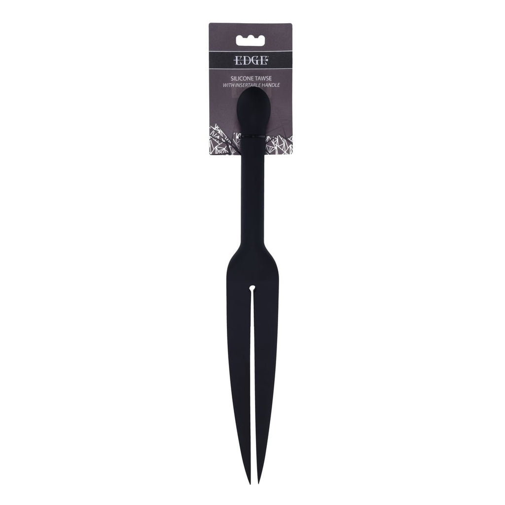 EDGE Silicone Tawse - Black Silicone Tawse Whip with Insertable Handle