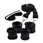 WhipSmart Fuzzy Bedroom Bondage Kit - Black Under The Bed Restraint Set