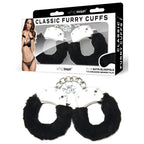 WhipSmart Classic Furry Cuffs - Black - Black Furry Restraints with Bonus Eye Mask