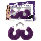 WhipSmart Classic Furry Cuffs - Purple - Purple Furry Restraints with Bonus Eye Mask