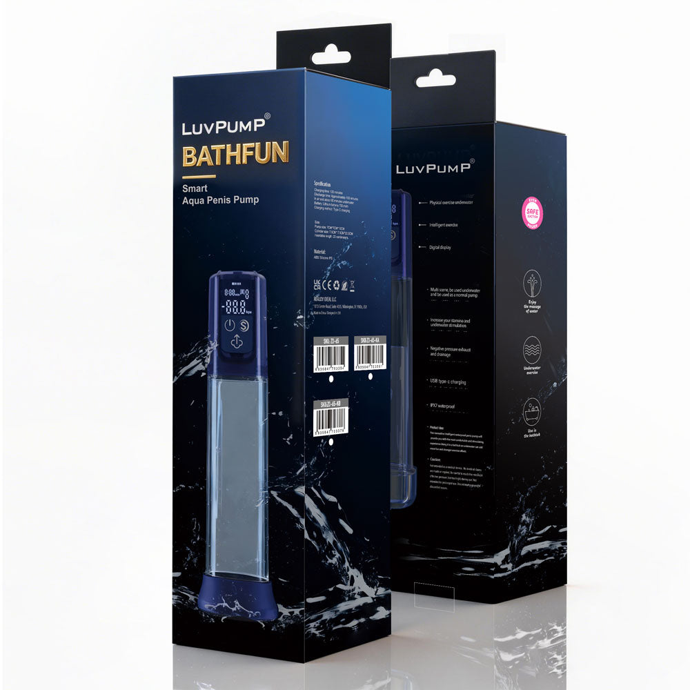 LuvPump Bathfun Smart Aqua Penis Pump - Blue USB-C Rechargeable Waterproof Automatic Penis Pump