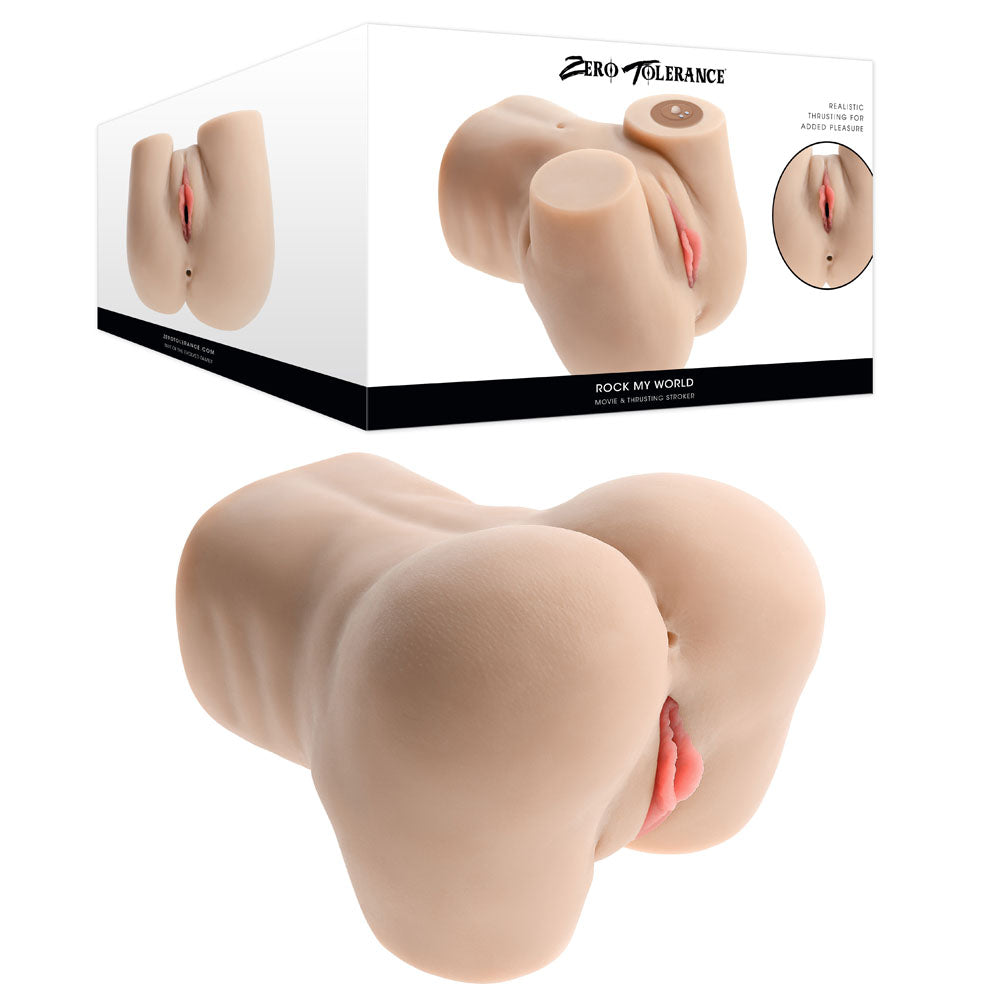 Zero Tolerance ROCK MY WORLD - Flesh USB Rechargeable Doggy Style Thrusting Mini Torso Masturbator